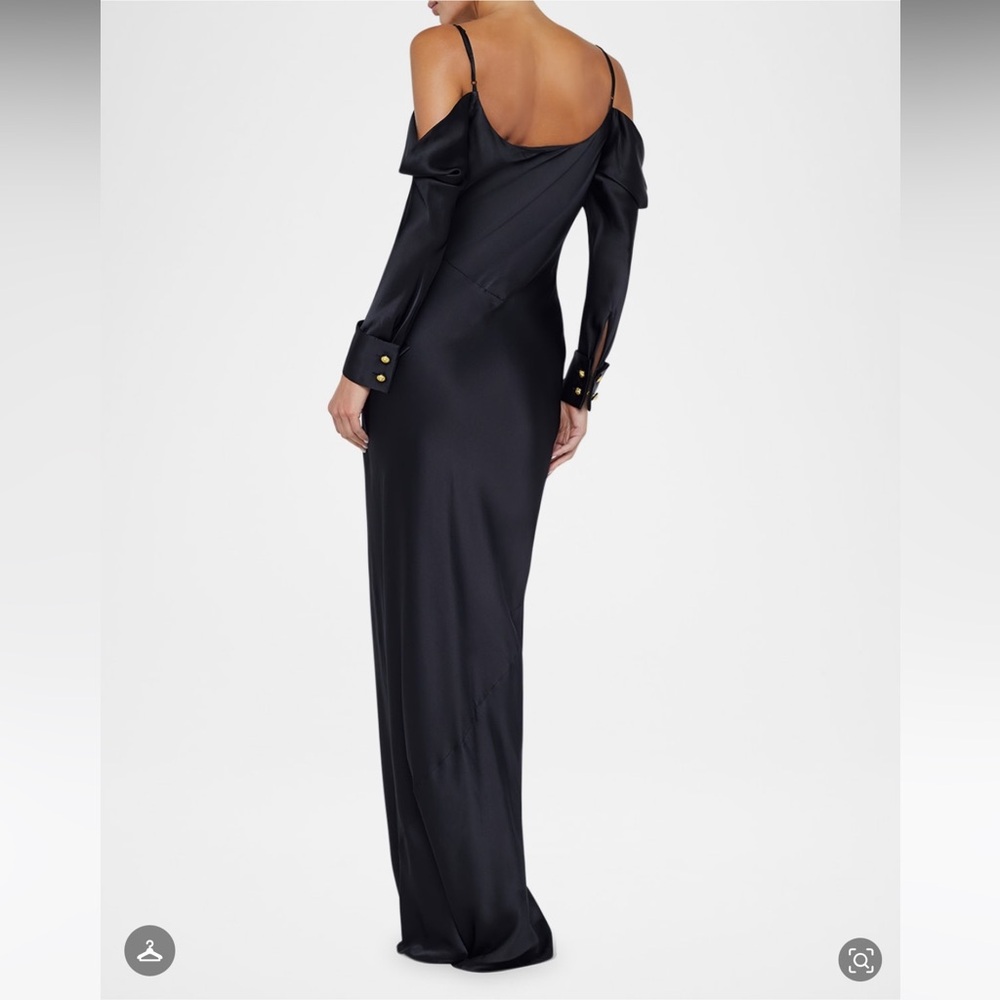 NWT L'AGENCE Melly French Cuff Off Shoulder 100% Silk Dress Maxi Cocktail Dress - Picture 15 of 15